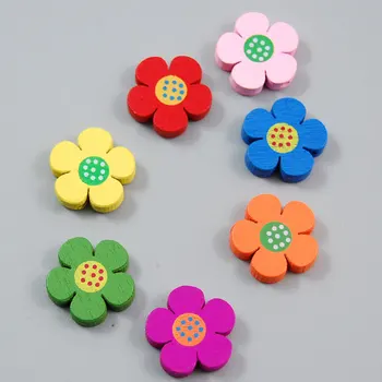 50stk/masse Mix Farve Børn Håndværk Afdeling Fittings,DIY Søde Smykker at Gøre Tilbehør Lille Blomst Træ Perler Engros