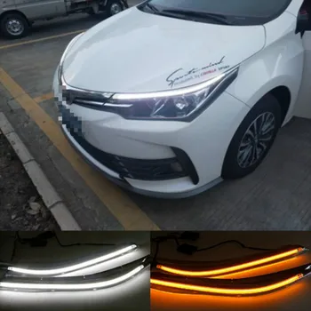 LED KØRELYS Kørelys Øjenbryn Kørelys tåge lygte Med Flydende dynamiske Gule blinklys For Toyota corolla - 2019