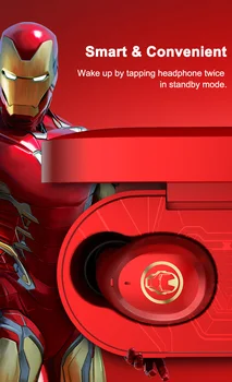 Marvel Certificeret Original Iron Man Øretelefoner Vandtæt Captain America Mini TWS Trådløse Bluetooth Stereo Hovedtelefoner som en gave