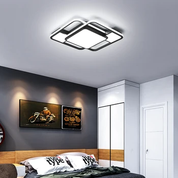 Nye Kvadrat/rektangel Moderne Led Loft Lihgts Til stuen Studyroom Seng Lys Sort Led Loft Lampe belysning