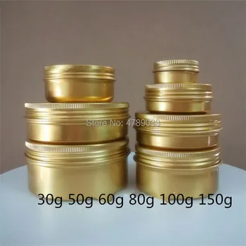 10/30/50stk Aluminium Jar-30g 50 g 60 g 80 g 100g 150g Metal Krukke Creme, Guld, Aluminium, Tin, Metal Gevind Kosmetiske Container