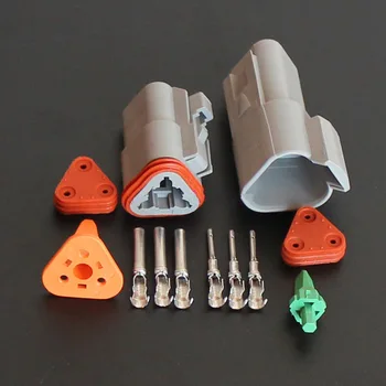 10 sæt Kit 3 Pin Vandtæt Elektrisk Ledning Stik Plug Deutsch Stil Forbedret Tætning Skrumpe Boot-Adapter DT06-3S DT04-3P