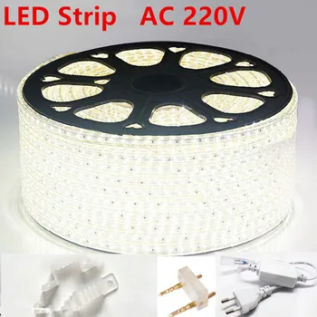 100 m/rulle 3014 AC 220V bløde lys stribe 120led/meter vandtæt IP65 lampe med stikket fabrik, engros DHL gratis fragt