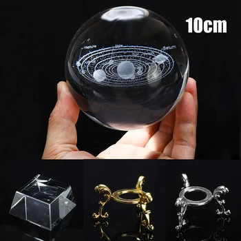 100mm K9 3D Crystal Ball Solar System krystalkugle Miniature Laser Home Decor Glas Globe Bordplade Ornament Gave Fotografering