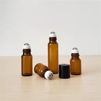 100pcs 5 ml amber rollon roller flasker essentielle olier roll-on genopfyldning deodorant, parfume flaske containere
