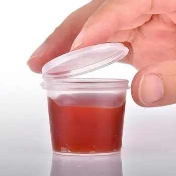 100pcs Disponibel Klar Plast Sauce Pot Chutney Kopper Slim Storage Container Box Med Låg Køkken Arrangør 30 ml