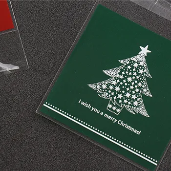 100Pcs Nye Glædelig Jul emballage taske Tree Dekoration kiks cookies taske Festival Gaver, juletræ tasker håndlavede materialer