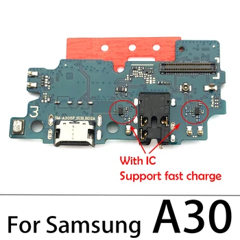 10stk/masse，For Samsung Galaxy A30 A305F A30S Opladning Port Oplader Dock-Stik Mikrofon Flex Kabel