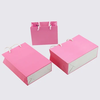 10stk / pink papir taske ferie gave tøj gave indpakning shopping taske bælte understøtter udskrivning 1 farve logo