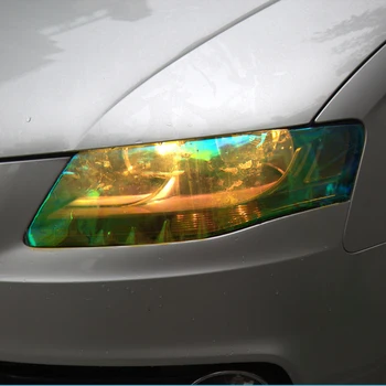 120*30cm Skinnende Kamæleon Auto Bil Styling Forlygter, Baglygter, Gennemskinnelige Film Lys Tændt Ændre Farve Bil Folie Klistermærker