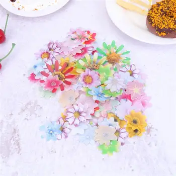 120pcs Spiseligt rispapir Blomster Wafer Papir Blomst Farverige Cupcake Toppers Desserter, Kage Dekoration (10 Farver)