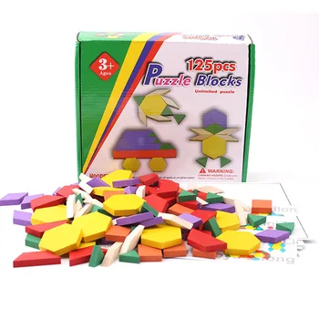 125Pcs Træ-Puslespil yrelsen Indstiller Toy Farverige Baby Montessori Pædagogisk Legetøj for Børn at Lære at Udvikle Toy