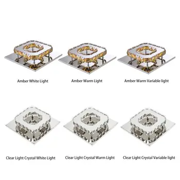 12W Krystal Square Loft Lampe LED Firkantet Krystal loftslampe Moderne Hjem Indendørs Belysning Dekoration til stuen