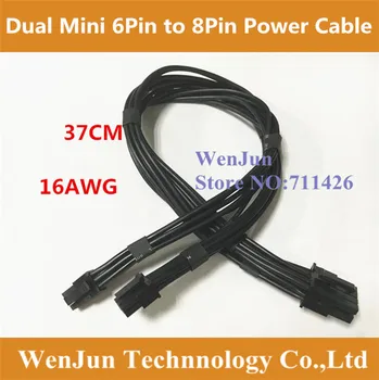 16AWG wire Dual 6Pin mini-hanstik til PCI-E 8Pin mandlige GPU Power kabel 37CM wire til MAC PRO /G5