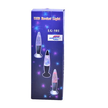 1STK 3D-Raket Multi Farve Skiftende Lava Lampe RGB LED Glitter Nat Lys Jul