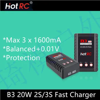 2 stk HotRC B3 20W 2S 3S Lipo Batteri Kompakt, Let Balance Oplader til RC Helikopter OS Plug / EU Plug HOT RC 7.4 v 11.1 v
