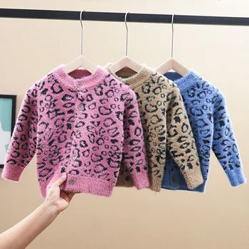2 til 5 år drenge piger leopard print, lange ærmer strikket cardigan sweater børn fashion fall winter strikke tøj outwear
