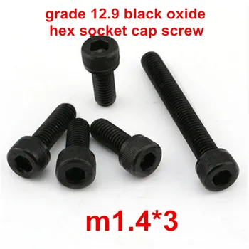 200pcs m1.4*3 grade 12.9 alloy steel with black oxide hexagonal / hex socket head cap screw