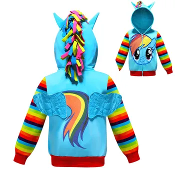2018 Fashion Forår Pige Sweatshirt Tegnefilm Pony Cosplay Kostume til Dreng Pige Jakke, Sweater Frakke Bomuld Baby Pige Tøj