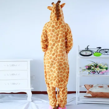 2018 Nye Anime Tegnefilm Giraf Dyr Hot Salg Unisex Voksen Gul Giraf Home Service Lange Pyjamas Hjem Robe Cosplay