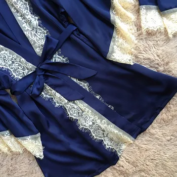 2018 nye forår sexet silke natkjole til kvinde sat af vest og trouses overlegen kvalitet