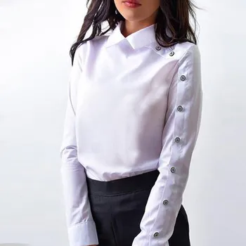 2019 fashion Kvinder bluse Kvindelige Hvid Skjorte Bluse Overalls Kontor OL Trøje Casual-Long-sleeve Slanke Kvinder Skjorte