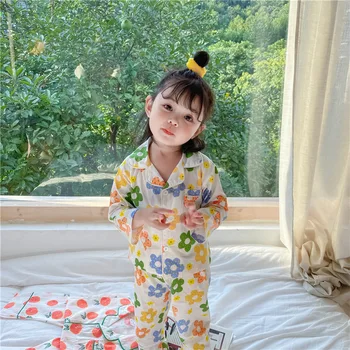 2019 Nye Børn Pyjamas sæt Baby Piger Lace Nattøj Bomuld Lange Ærmer Fritid Bære Børn Pyjamas Pige Tøj, der Passer 2-8 år