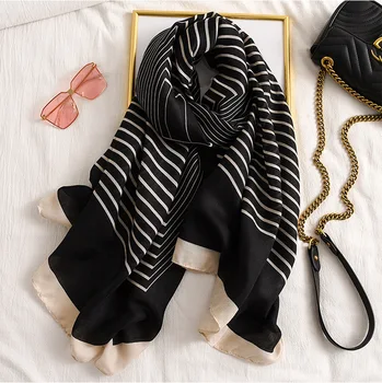 2019 Nyeste Mode Bomuld Stripe Print Tørklæder, Sjaler Kvinder Lange Bløde Stribe Tørklæde Wrap Hijab 3 Farve Gratis Fragt