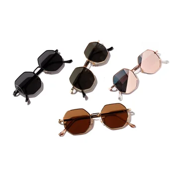 2019 Retro polygon solbriller Mænd Kvinder Luksus pink Linse Runde Solbriller Vintage Lille ramme Spejl farve solbriller