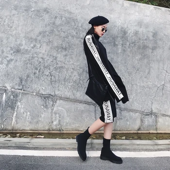 2019 Turtleneck sweater Pakke hip nederdel vinter koreanske version Side jacquard kvinders dragt, Mode, To-delte kjoler til kvinder