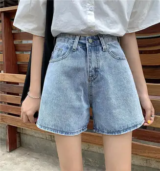 2020 Cowboy shorts om sommeren kvindelige koreanske studerende høj talje slankende jeans loose Joker stor størrelse, lige jeans