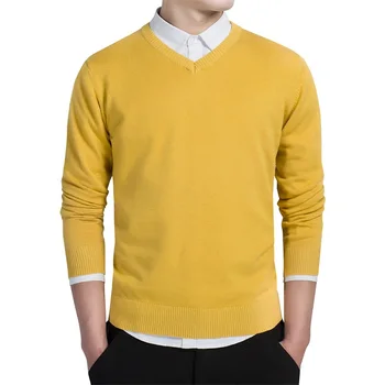 2020 Efterår Mode Afslappet Mænd Trøjer Pullover Slim Fit- Cotton Solid Mænd Trøjer Pullover Plus Størrelse 3XL