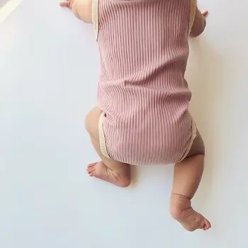 2020 Kintted Baby Sparkedragt New Born Baby Tøj Dreng Pige Ærmeløs Rompers Buksedragt Sommer Et Stykke Tøj af Bomuld Bløde 3-24M