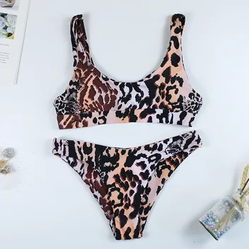 2020 Ny Top Sexet Polstret Badetøj Kvinder Push Up Sport Monokini Badetøj Mode Leopard Print High Cut Badetøj, Bikini Sæt #