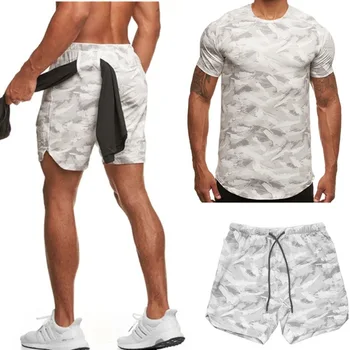 2020 nye sports trop 2 stykker mænds sport, der passer trænings-og sommer camouflage shorts + camouflage T-shirt til mænd leisure suit 3XL