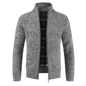 2020 Vinter Tykke Mænd er Strikket Sweater Frakke langærmet Cardigan Fleece Full Zip Mandlige Kausale Plus Size Tøj til Efteråret