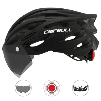 2021 Cairbull Ultralet Cykling Hjelm Med Aftagelig Visir Beskyttelsesbriller Cykel Baglygte Intergrally-støbt Mountain Road MTB Hjelme