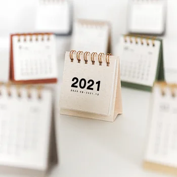 2021 Ny Kalender Simple Mini-Kalender Bruser Lodret Papir Multifunktions-Opbevaringsboks Tidsplan Plan Notebook Kontorartikler