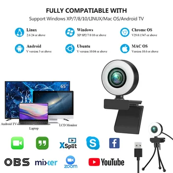 2021 Nye Udfylde Lys Webcam 2K Full HD Web-Kamera Med Mikrofon Til PC Laptop 1080P Web Cam for Online Undersøgelse Konference Youtube