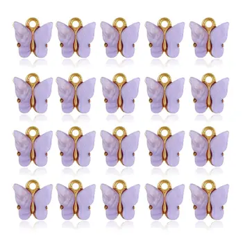 20Pcs Farverige Akryl Butterfly Charms Halskæde Armbånd Smykker at Gøre U2JF