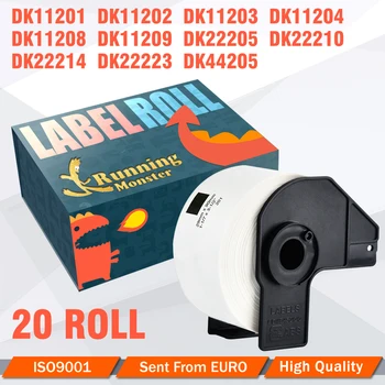 20rolls Brother Label DK-Serien DK-11204 DK-11209 DK-22205 Kompatibel til etiketprinter QL-1050 QL-1050N QL-800 Hvid