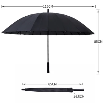 24 Ribben Store Paraply Vindtæt Mænds Læder Lange Lige Håndtag Kriger Paraply Med Skulder Taske