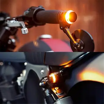 2stk Motorcykel LED blinklys sidemarkeringslys Hånd Lampe Styret Ende blinklys Lys Gul Hvid Lys Styret blinklyset