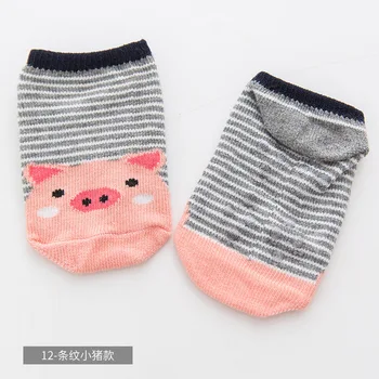 3 Par/masser Cartoon Animal-Gulvtæppe Sokker koreanske Bomuld Børn Usynlige Båd Sokker Baby Silikone Non-slip Baby Sokker