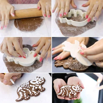 3 stk/sæt Dinosaur-Cookie Cookie Cutter Sugarcraft Skimmel Fondant Kage Udsmykning Værktøjer Bageforme