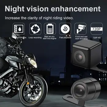 3 Tommer 1080P HD Motorcykel Kamera DVR Vandtæt Night Vision Motorcykel Kørsel Optager IP67 Vandtæt Front Rear Dual Linser
