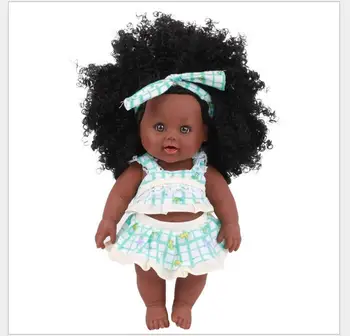 35cm Sorte Afrikanske Nyfødte Reborn Dukke, Baby Simulering Blød Vinyl Børn, Billige Legetøj Sovende Ledsage Rolig Dukke Gave