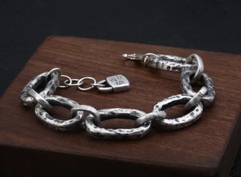 3D 999 Siilver Kvinder Armbånd Rent Sølv Kæde Armbånd med Vintage Silver Dame Armbånd