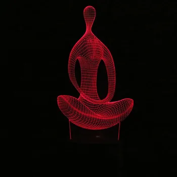 3D-illusion Yoga Meditation Nat Lys 7 farveskift LED-Fjernsyn bordlampe Legetøj Nye 2017
