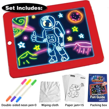 3D Magic Drawing Pad LED Lys, Lysende Magic Bord Magic Bunden Lys Bord tegneblokken for Børn Maleri Pædagogisk Legetøj